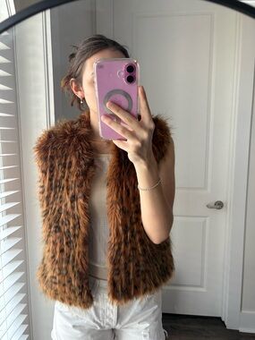 Leopard Faux Fur Vest Print 🐆🤎✨